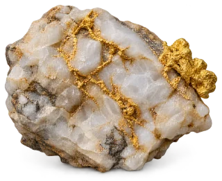 Representative AI specimen of Gold: Native gold in quartz.